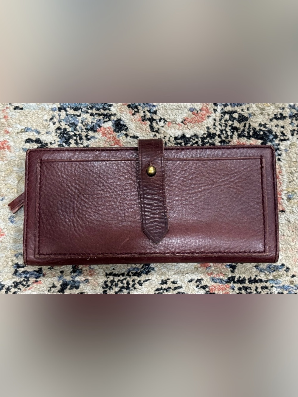 Madewell Leather Post Burgundy Wallet Leather Stud Closure